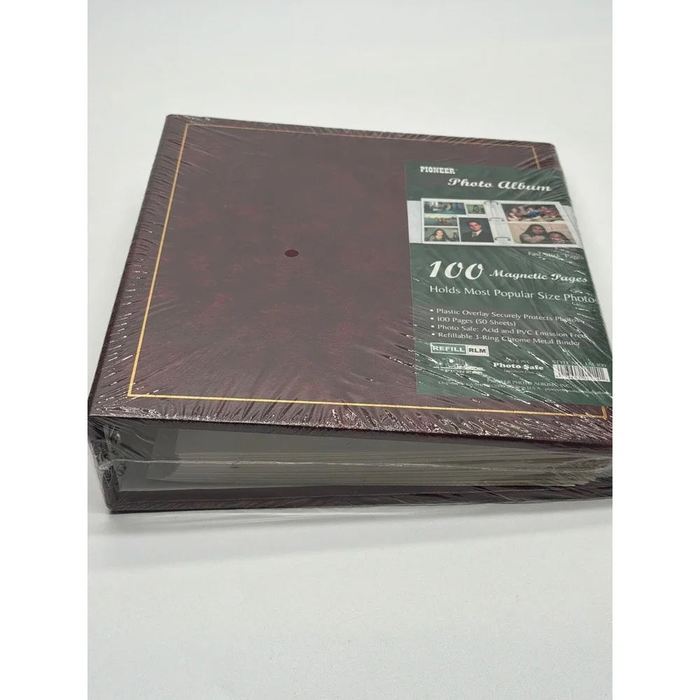 Pioneer Photo Album Burgundy Gold Trim 100 Magnetic Pages Refillable LM-100 NEW